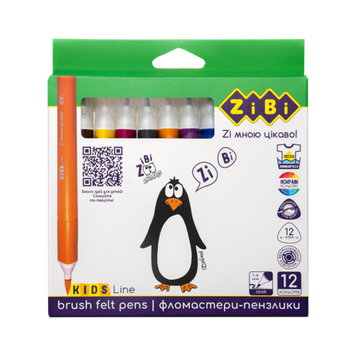 Фломастери брашеві, 12 кольорів, JUMBO, KIDS Line ZB.2822 36931 фото