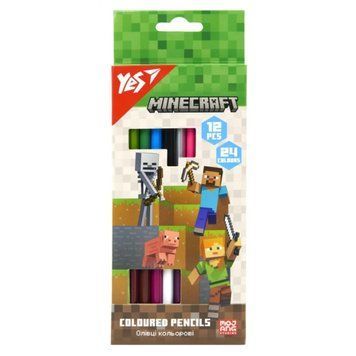 Карандаши цветные "Yes" 24 цв. /12шт 290763 "Minecraft" 46662 фото