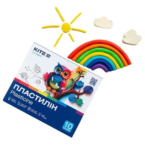 Пластилін восковий Kite K-084 10 кол., 200г. Classic 41159 фото