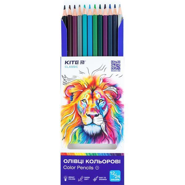Карандаши цветные двусторонние, 12 шт. Kite Classic, K-054 44115 фото