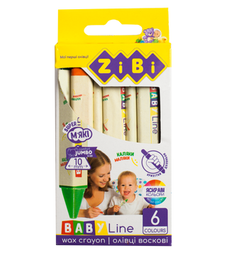 Олівці воскові JUMBO, 6 кольорів, тригранні, BABY Line ZB.2483 32157 фото
