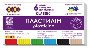 Пластилін CLASSIC 6 кольорів, 120г, KIDS Line 32199 фото